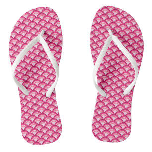 Art Deco Wave Muster, Fuchsia und Pastellrosa Flip Flops