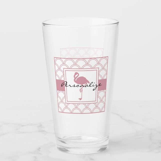 Art Deco Wave Patten Pink Flamingo Glas (Vorderseite)
