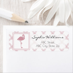 Art Deco Wave Patten Pink Flamingo Rücksendeadress