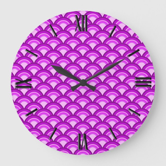 Art Deco wave pattern - violet and orchid Große Wanduhr (Vorderseite)