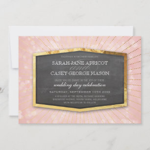 ART DECO WEDD Gold Sonnenburst graue Koralle Einladung