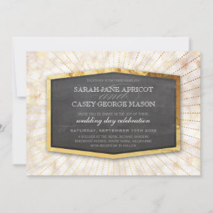 ART DECO WEDD Goldcreme Einladung