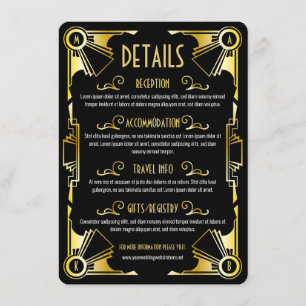 Art Deco Wedding Details Wegbeschreibung Gold Schw Begleitkarte