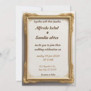 Art Deco Wedding Diamond, weiß und goldfarben Einladung