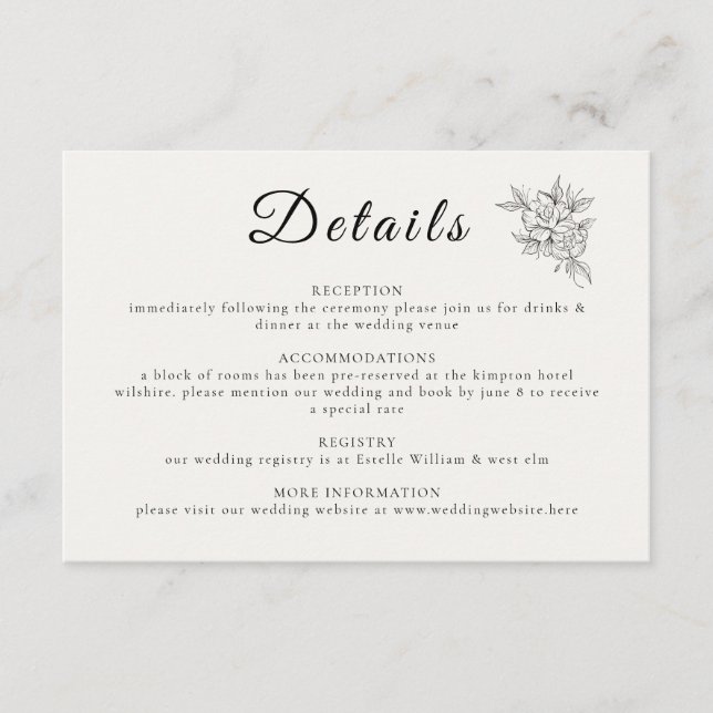 Art Deco Wedding Enclosure Card  Begleitkarte (Vorderseite)