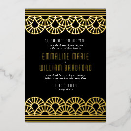 Art Deco Wedding Fan Gold Folieneinladung