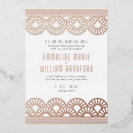 Art Deco Wedding Fan White Rose Gold Folieneinladung
