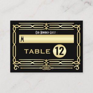 Art Déco Wedding Gold Schwarze Elegante Gastgeber Platzkarte