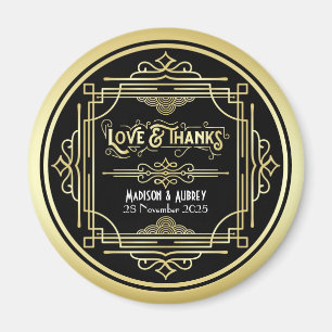 Art Deco Wedding Liebe & Danke Gold Black Fevor Magnet