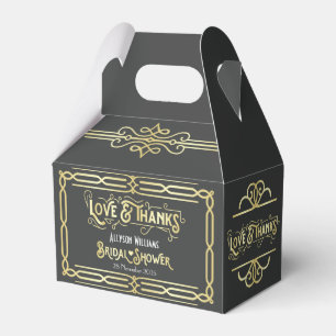 Art Deco Wedding Liebe & Danke Gold Blue Gefallen Geschenkschachtel