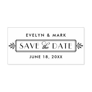 Art Deco Wedding Monogram Save the Date Gummistempel