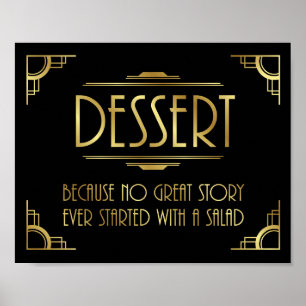 Art Deco Wedding Print DESSERT-Zeichen Poster