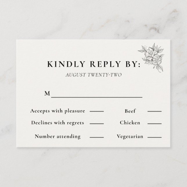 Art Deco Wedding RSVP Card  (Vorderseite)