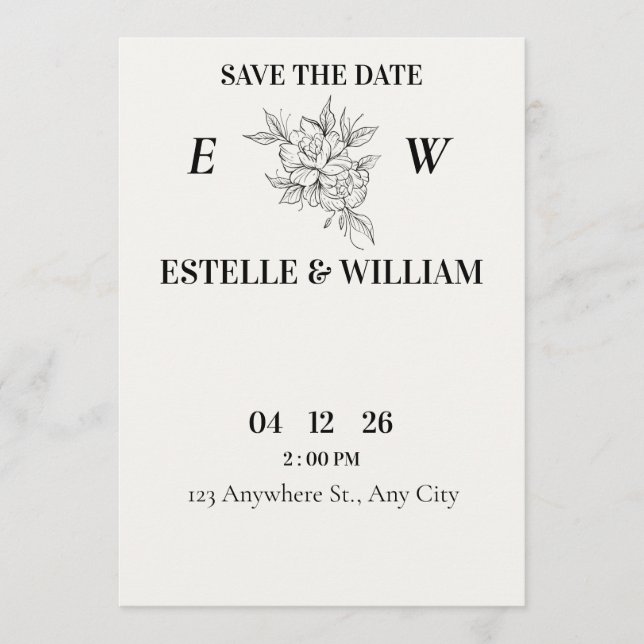 Art Deco Wedding Save the Date Card  (Devant)