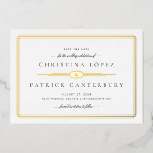 Art Deco Wedding Save the Date Foil Einladung