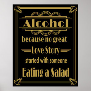 Art Deco Wedding Schild "Alcohol Print