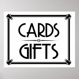 Art Deco WEDING PARTY CARDS & GIFTS SIGN Poster