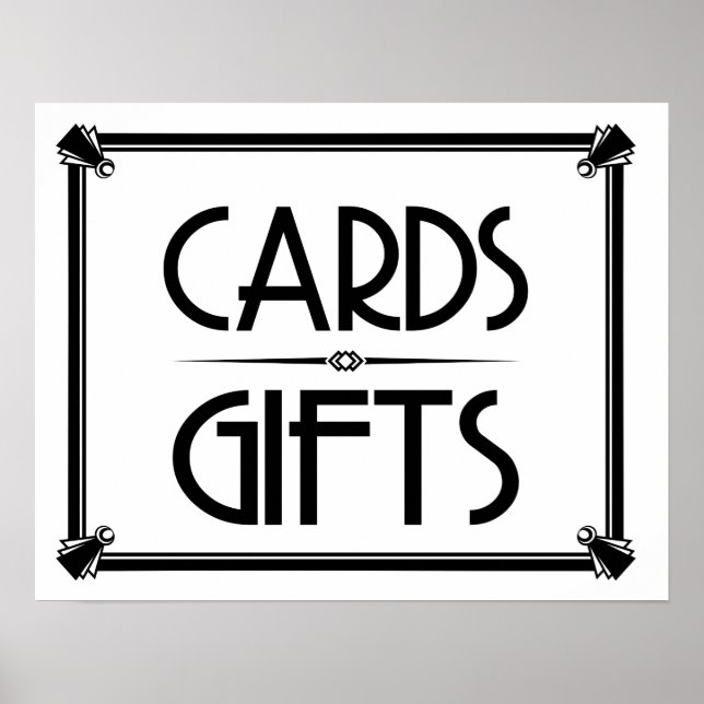Art Deco WEDING PARTY CARDS & GIFTS SIGN Poster (Vorne)
