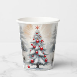 Art Deco Weihnachten Rote Ornamente Winter Pappbecher