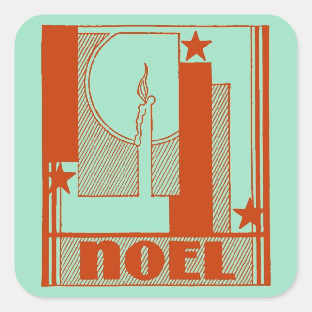 Art Deco Weihnachten Weihnachten Quadratischer Aufkleber (Vorderseite)