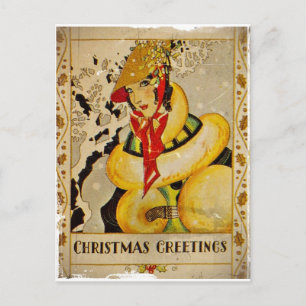 Art Deco Weihnachtsgruß Feiertagspostkarte