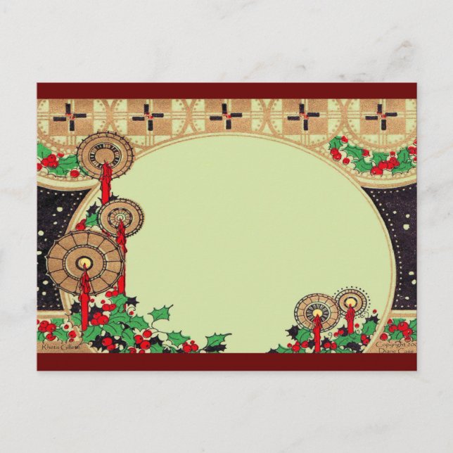 Art Deco Weihnachtskerzen Feiertagspostkarte (Vorderseite)