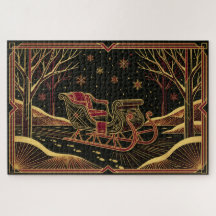 Art Deco Weihnachtsschlitten Puzzle