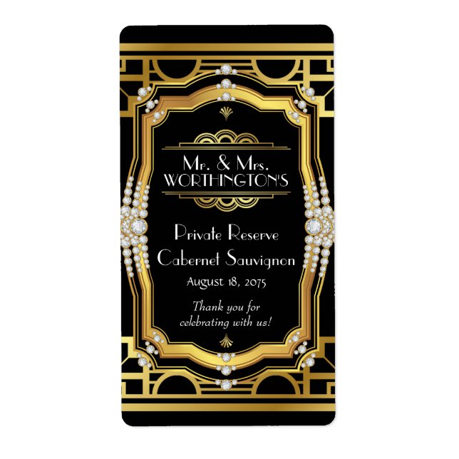 Art Deco Weinlabel (Vorne)