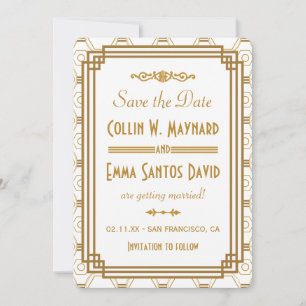 Art Deco Weiße Save The Dates Date
