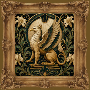 ART DECO WEISSER GREIF KERAMIKFLIESE