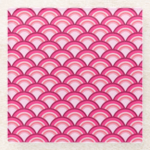 Art-Deco-Wellenmuster - Fuchsia und Korallen Glasuntersetzer
