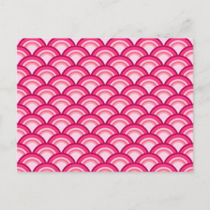 Art Deco Wellenmuster - Fuchsie und Koralle Postkarte
