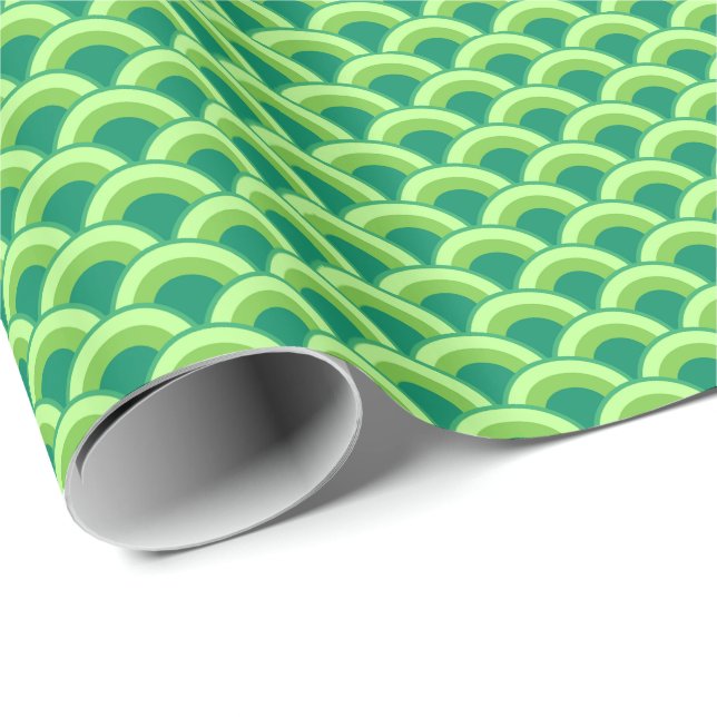 Art Deco Wellenmuster - Jade grün Geschenkpapier (Rolleneckpunkt)