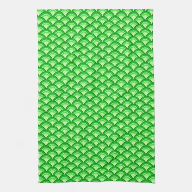 Art Deco Wellenmuster - Jade grün Geschirrtuch (Vertikal)
