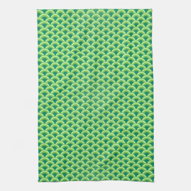 Art Deco Wellenmuster - Jade grün Handtuch (Vertikal)