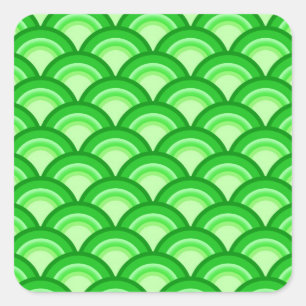 Art Deco Wellenmuster - Jade grün Quadratischer Aufkleber