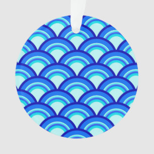 Art Deco Wellenmuster - Kobalt und Himmel blau Ornament