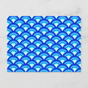 Art Deco Wellenmuster - Kobalt und Himmel blau Postkarte