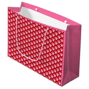 Art Deco Wellenmuster - Korallenrot und Rosa Große Geschenktüte