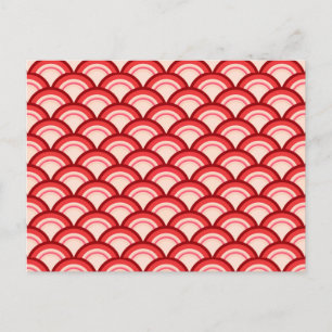 Art Deco Wellenmuster - korallenrot und rosa Postkarte