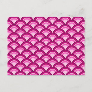 Art Deco Wellenmuster - Magenta und Rosa Postkarte
