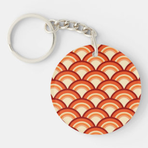 Art-Deco-Wellenmuster - Mandarine orange Schlüsselanhänger