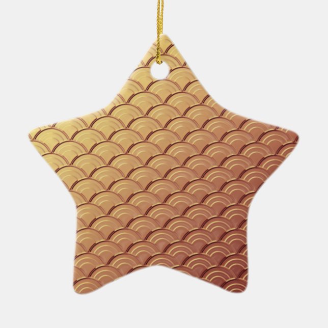 Art-Deco-Wellenmuster - metallisches Kupfer Keramikornament (Vorne)