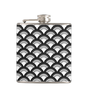 Art Deco Wellenmuster - schwarz und weiß Flachmann