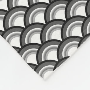 Art-Deco-Wellenmuster - Schwarzweiß Fleecedecke