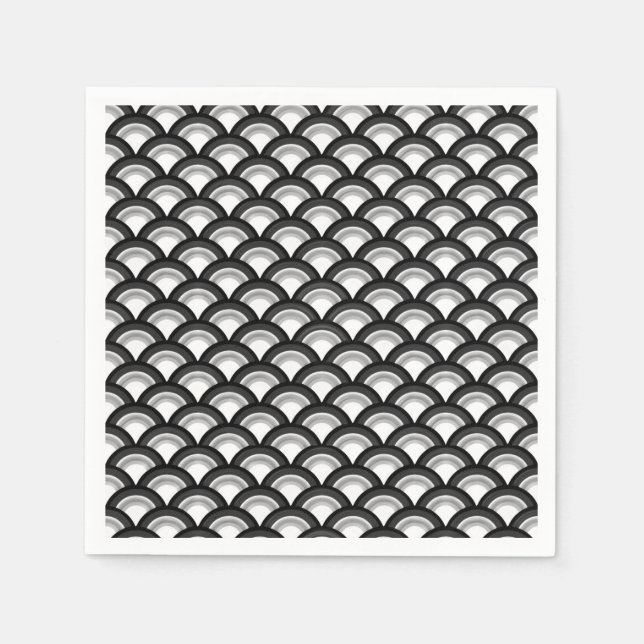 Art-Deco-Wellenmuster - Schwarzweiß Serviette (Vorderseite)