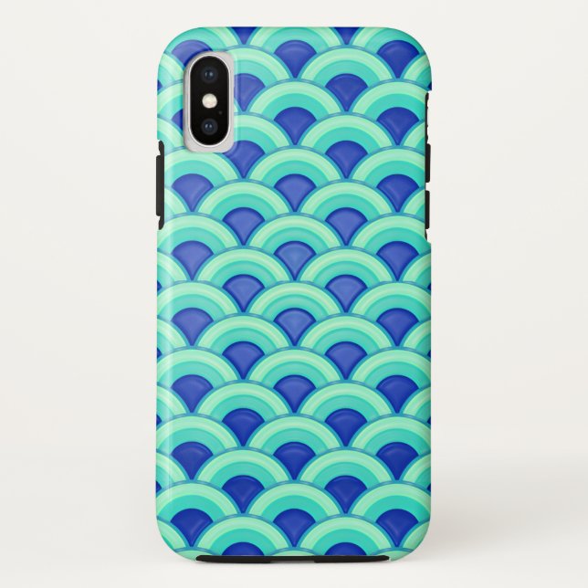 Art Deco Wellenmuster - Türkis und Kobalt Case-Mate iPhone Hülle (Rückseite)