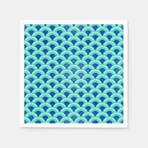 Art Deco Wellenmuster - Türkis und Kobalt Serviette
