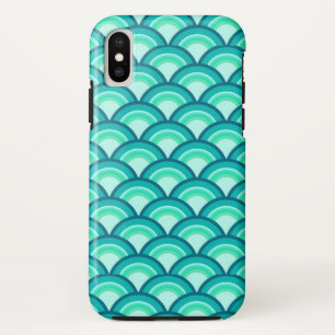 Art Déco-Wellenmuster - türkisfarbene Farbtöne iPhone XS Hülle