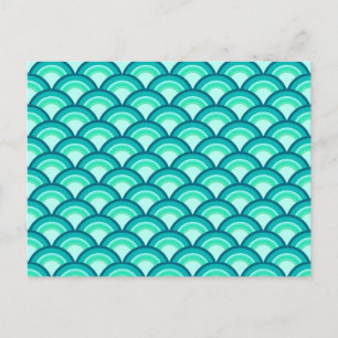 Art Déco-Wellenmuster - türkisfarbene Farbtöne Postkarte